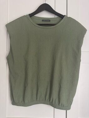 Suzy Shier Olive Green Textured Sleeveless Tank Cinched Bottom Size XL